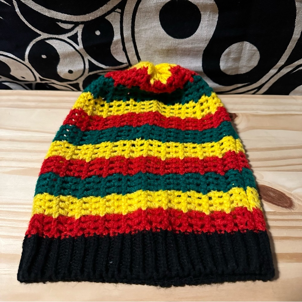 Rasta Knitted Green Red Yellow Beanie Hat